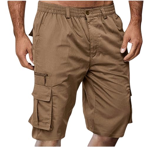 Short De Travail Homme Cargo Taille Elastique Short Court avec Poches Casual LâChe Pantalon Court Baggy Bermuda Shorts Sport Jogging Slim Fit Militaire...