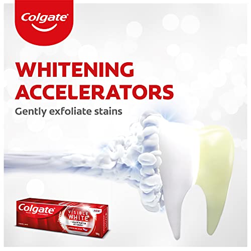 Image of Colgate Visible White Teeth Whitening Toothpaste, Pack of 200g ​ (100g X 2), 4 Pcs (Buy2 Get 2), Soft Bristles for Enamel Care,Multicolor & Cavity Protection, Bad Breath Treatment Toothpaste - 400gm