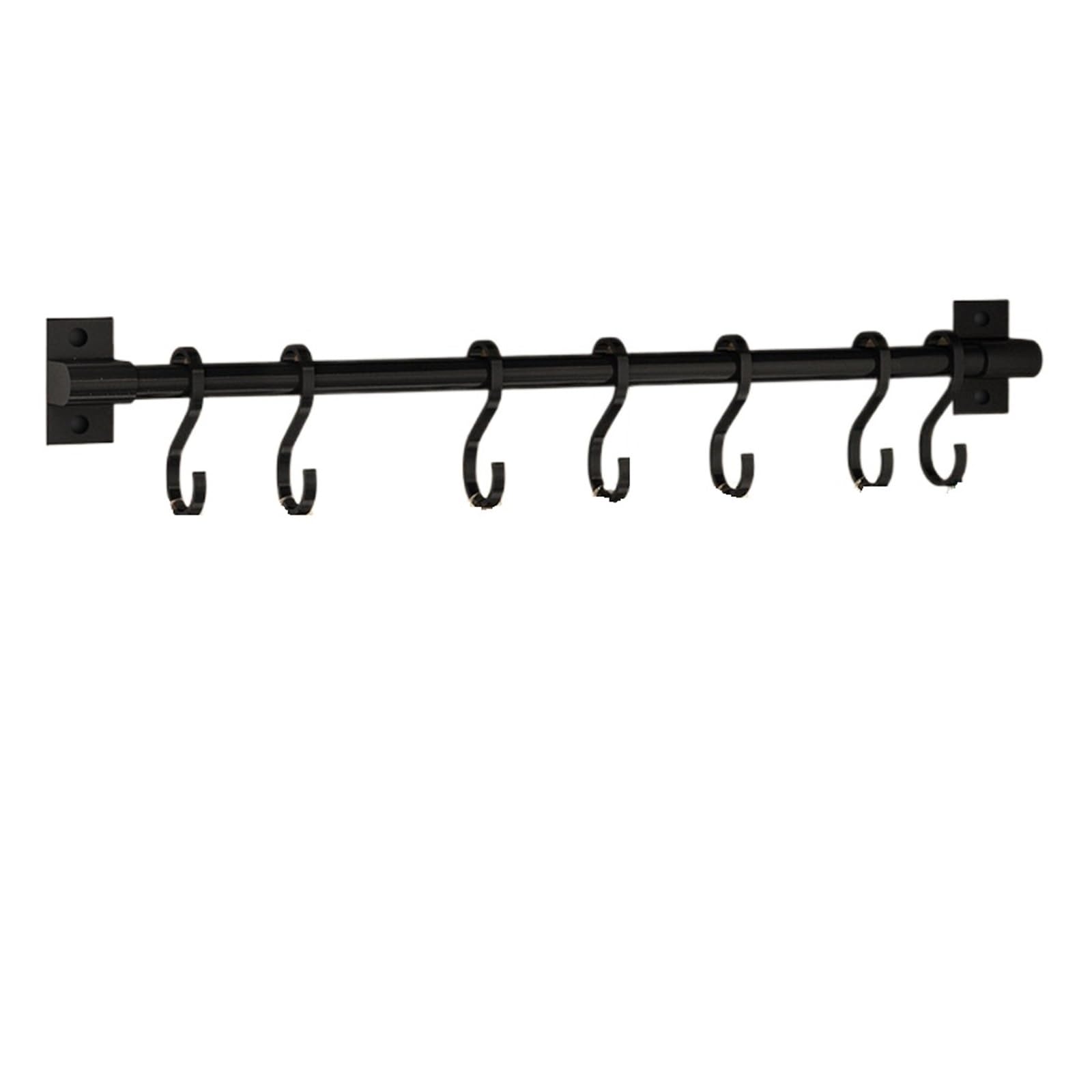 SparklWLeaf Wall-Mounted Kitchen Rails Wall Mounted Kitchen Hook Rack Free Punching Hangers Rail Utensils(50CM Black)