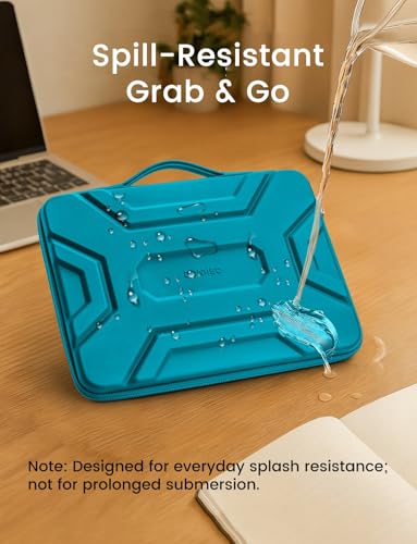 Image of DOMISO 14 inch Laptop Sleeve with Handle, Shockproof & Waterproof EVA Protective Laptop case, Hard Laptop Sleeve for 14 inch HP Dell Asus Lenovo Laptop, Teal