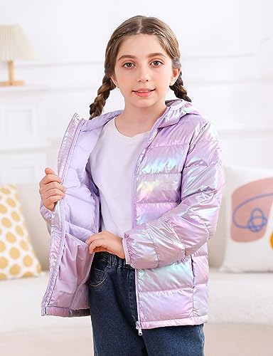 Enlifety 4-12T Girls Winter Coat Packable Lightweight Hooded Puffer Jacket2