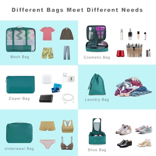 BAGAIL 8 Set Packing Cubes Luggage Packing Organizers for Travel Accessories-Aqua Color - Image 6