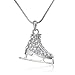 PammyJ Silvertone Clear Crystal Ice Skate Pendant Necklace, 17"