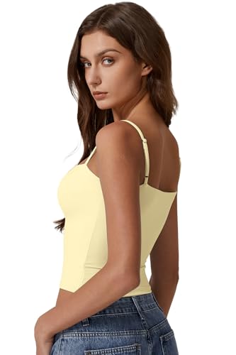 Image of QINSEN Women's Double Lined Basic Tank Top Adjustable Spaghetti Straps Sleeveless Camisole Shirts