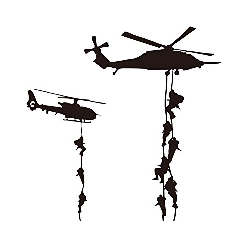 Cool Helicopter Army War Soldier Wall Stickers Vinyl Art Decals Vinyl Quote DIY for Men Marines Military Families Fans Bedroom Playroom Living Room Home Decor Wall Quote 22x22