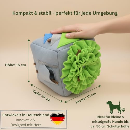 Petural® Sniffix - Der 8-in-1 Schnüffelwürfel | Intelligenzspielzeug für Hunde | interaktives Hundespielzeug | Hundespielzeug Intelligenz | Schnüffelball Hund | Hunde intelligenzspielzeug