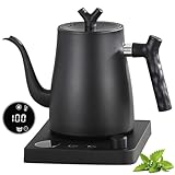 Hervidor Eléctrico Inteligente Cuello de Cisne 1.0 Litro con Ajuste de Temperatura 40-100°C, Protección contra Funcionamiento en Seco 1000W Negro