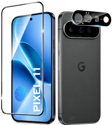 Image of WonRia 1+1 Pack - Tempered Glass for Pixel 11 5G with 3D Camera Lens Protector | UltraSonic FingerPrint Unlock | 9H Premium Screen Glass Protector | Installation Kit