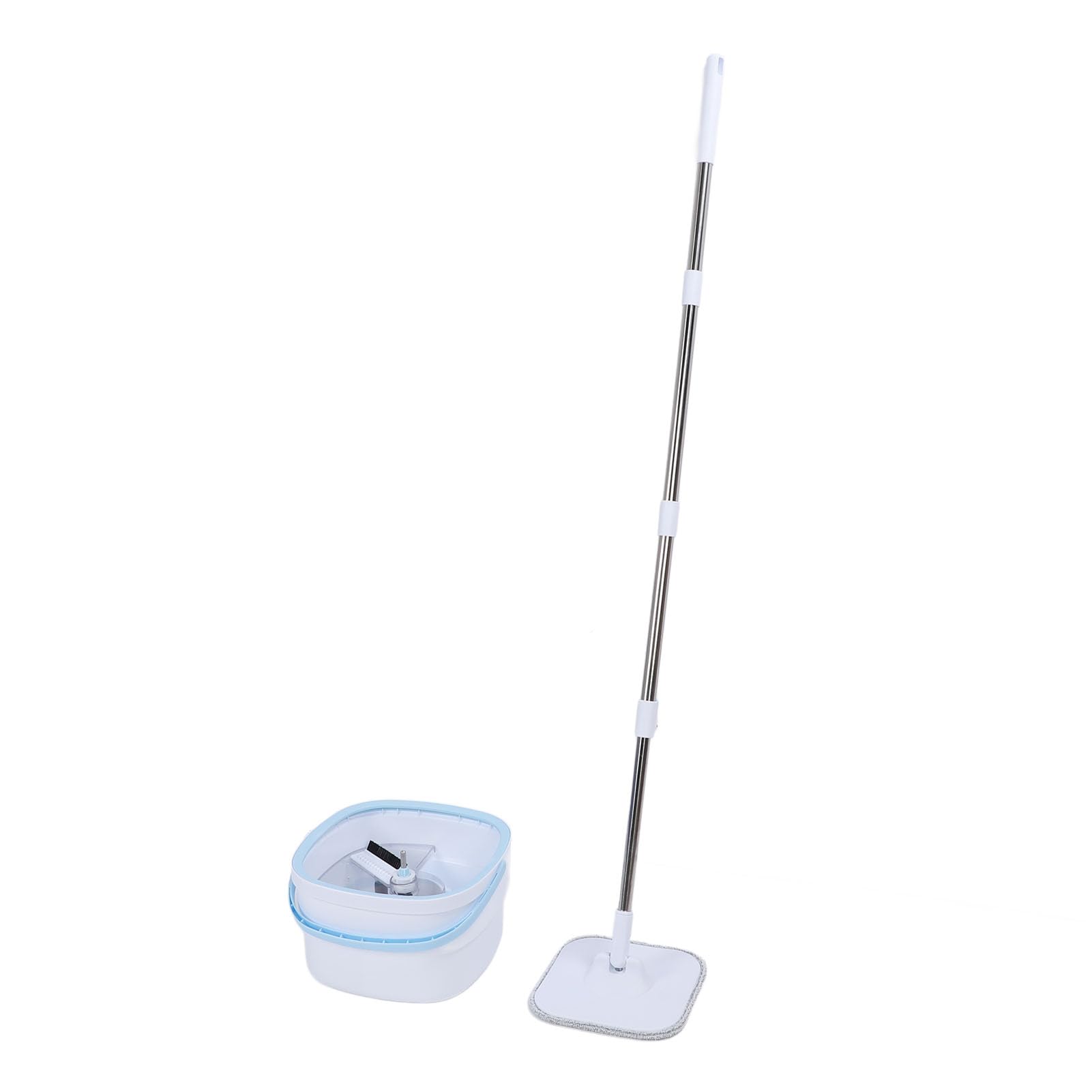 Juego de Cubo y Fregona Giratoria con de Agua Limpia y Sucia Autoseparante, Fregona Cuadrada Giratoria de 360 ​​Grados para el Hogar, Desmontable de 102-128 Cm