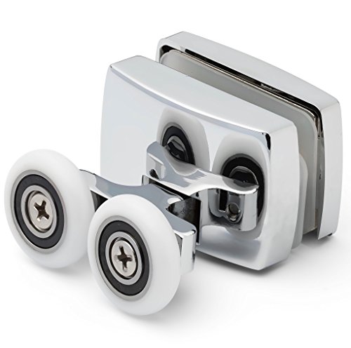 Rouleau de porte de douche 23mm glissières double fond alliage zinc roulette cabine Lux2