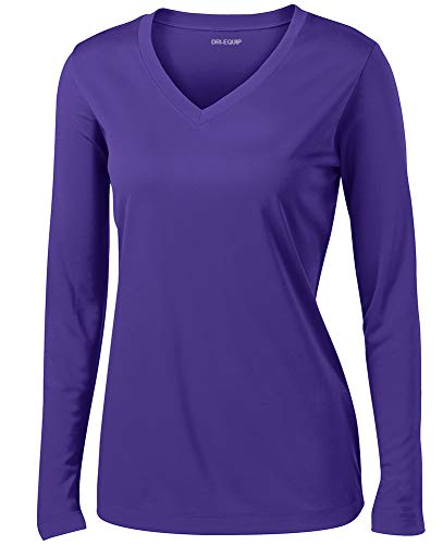 Joe's USA Ladies Long Sleeve Moisture Wicking Athletic Shirt-2XL-Purple