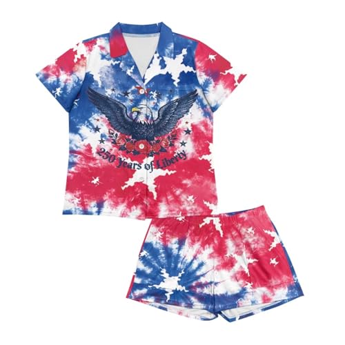 Image of Women's Short Sleeve Sleepwear Pajamas Nightwear with Pockets | skin-friendly breathable material resists pilling fading and deformation after repeated washing