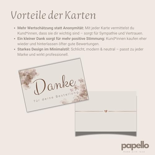 papello Thank You Cards/Dankeskarten – 100 Stück Danke für deine Bestellung Karten, Dankeschön Karte, vielen Dank für deine Bestellung - made in Germany