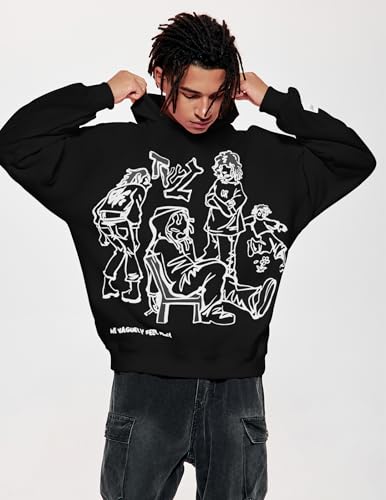 Vamtac Mens Graphic Hoodies Y2k Cute Pullover Oversized Fashion Streetwear Casual Hooded Sweatshirt Unisex Tops