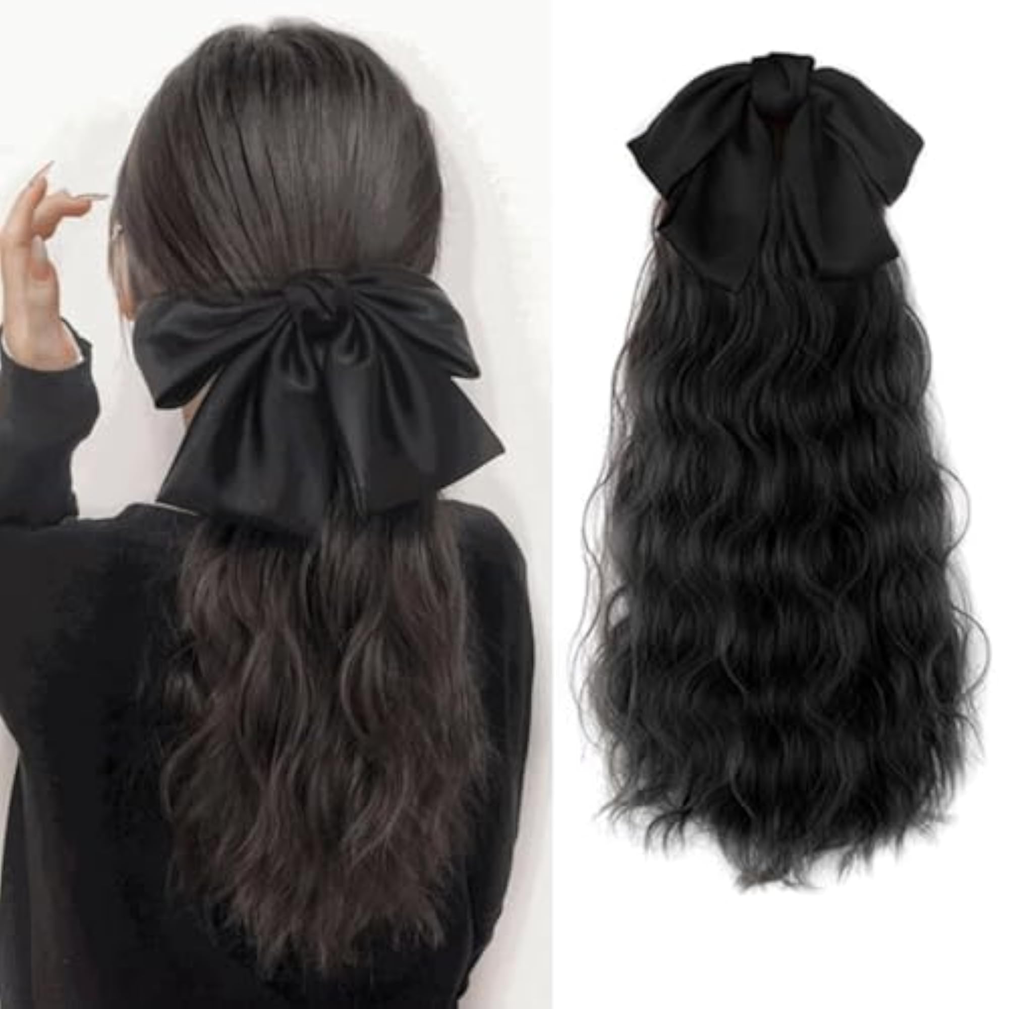 Light Weight Fluffy Ponytail with Large Butterfly Bow Clip
