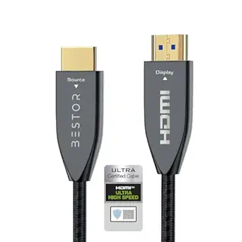 BESTOR 8K Hdmi 2.1 48Gbps Ultra High Speed Hdmi Braided Cord-4K 120Hz 8K 60Hz, Dts:X, Hdcp 2.2 & 2.3, Hdr 10 Cable Compatible With Projector, Laptop, Television, Pc, Xbox (Grey) (100 Meter)