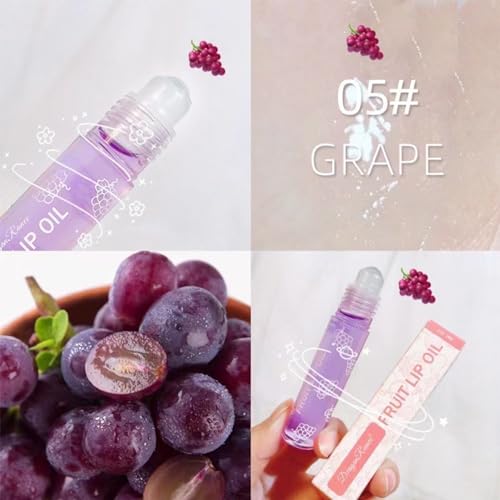 Lip oil set, 4-piece set of fresh fruit lip oil lip makeup base moisturizing transparent lip oil long-term hydrating, suitable for drying chapped lips (grapes, strawberries, avocados, cherries) - Image 7