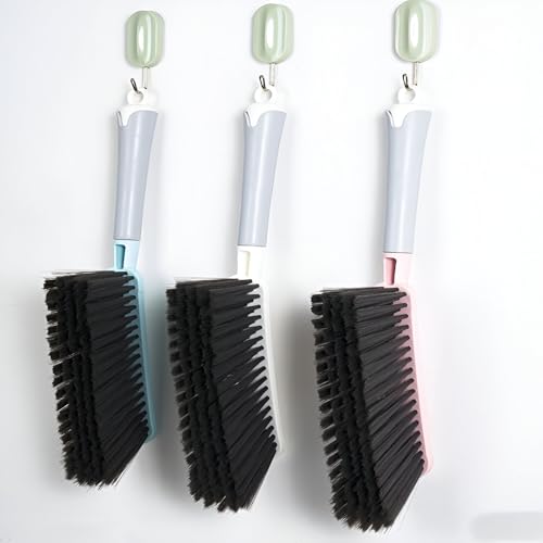 Image of Dust Removal Brush with Long Handle - Microfiber Bristles, Semi-Hard Duster for Carpet, Keyboard, Furniture, Sofa, Bed, Car, Hotel & Home - All-Purpose Cleaning Brush for Household Use (White)