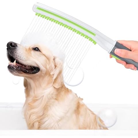 Petlipo Dog Shower Attachment, Dog Shower Head with 3 Spray Modes & One-Button ON/OFF, Leak-Proof, G1/2" Metal Shower Diverter & Outdoor Adapter, No Drill Hook, Deep Clean & Massage, Pet Bathing Kit Cover