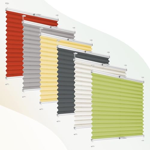Plisart Plissee NACH MAß ohne Bohren zum Kleben Innenrahmen - Breite 25–120 cm, Höhe 40–139 cm - Thermo Plisseerollo, Faltrollo, Sichtschutz, Blickdicht, für Fenster & Tür Plisart Plissee NACH MAß ohne Bohren zum Kleben Innenrahmen - Breite 25–120 cm, Höhe 40–139 cm - Thermo Plisseerollo, Faltrollo, Sichtschutz, Blickdicht, für Fenster & Tür
