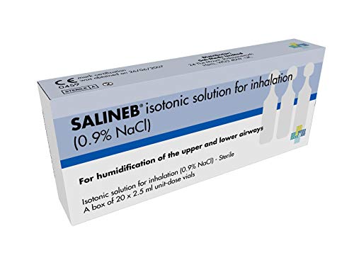Salineb Isotonic 0.9% Sodium Chloride NaCl Inhalation Saline Solution humidifying Airway - 20 X 2.5ml Unit-dose vials