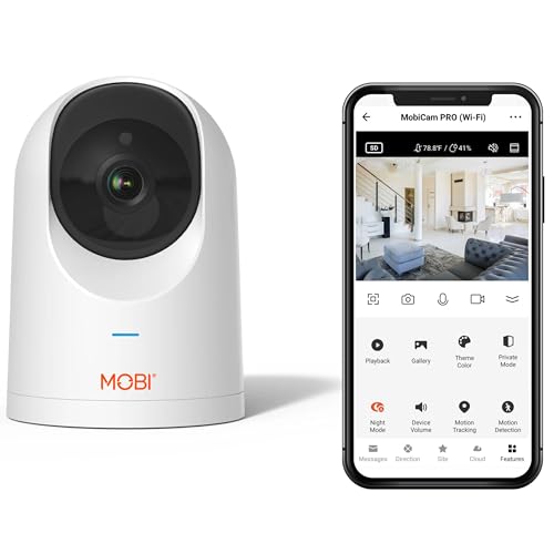 MobiCam PRO Baby & Home Monitoring Camera: Full HD, 355°Pan, 120°Tilt, 2-Way Audio, Color Night Vision, Motion Tracking & Sound Detection, Temp & Humidity Readings, Supports 5G/2.4GHz Wi-Fi