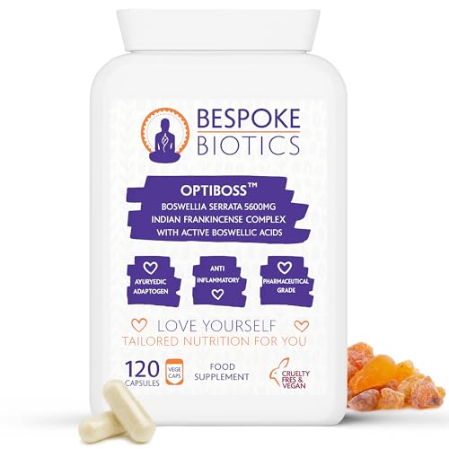 Boswellia Serrata 5600mg 120 Capsules (V) OPTIBOSS Strong Anti-inflammatory & Joint Support, Lung, Skin & Gut. Indian Frankincense Vegan Made in The UK to high GMP Standards