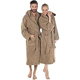 CelinaTex S-XXXL Bademantel Kapuze Uni lang aufgesetzte Taschen Damen Herren Unisex warm Frottee Baumwolle OEKO-TEX Montana