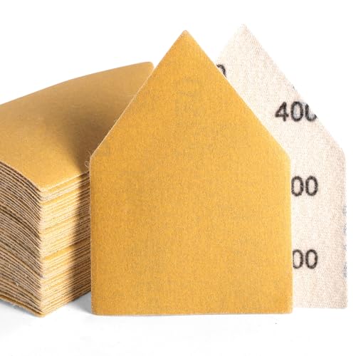 POLIWELL Orbital Triangle Sanding Sheets 50PCS 90x65mm Hook &amp; Loop