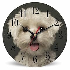 Mxocom Dog Face Wall Clock Maltese Puppy Panting Looking at The Camera Closeup 10 Inch Silent Non photo Mxocom Dog Face Wall Clock Maltese Puppy Panting Looking at The Camera Closeup 10 Inch Silent Non