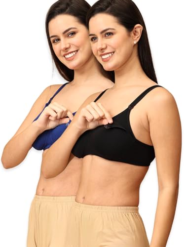 Image of The Mom Store Mom Nursing Bra | Full Coverage Non Padded Bra | Feeding Bra | Maternity Bra | Non Wired Bra | Cotton Blend