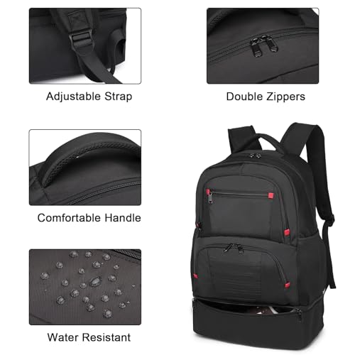 seyfocnia Gym Backpack for Men, Waterproof Sports Backpacks With Shoe Compartment Lightweight Workout Trainning Back Pack Casual Travel Daypack-Black - Image 6