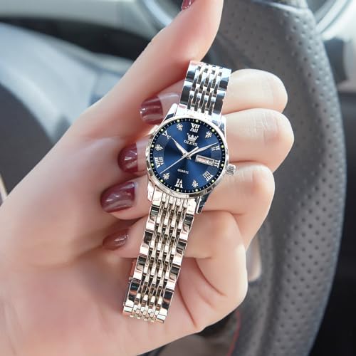 Image of OLEVS Luxury Ladies Watches,Women's Watch with Day and Date,Female Watch for Small Wrist,Gold Stainless Steel Watches for Women,Easy Read Ladies Wrist Watches Waterproof(Adjustable Strap