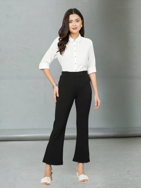 Image of Modern Women's High-Rise Loose Fit Casual Boot Cut Trousers