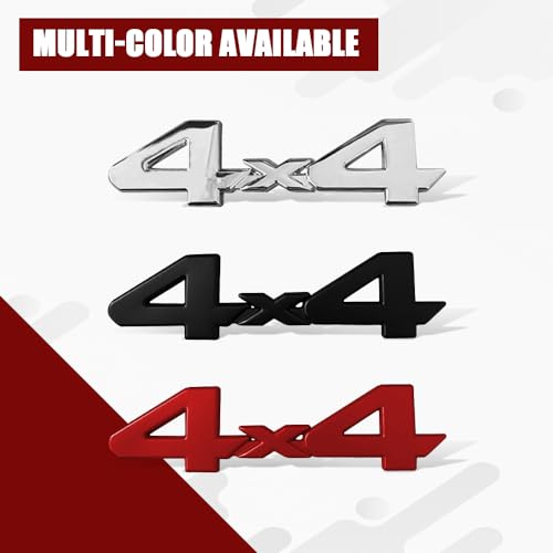 Image of 4x4 Emblem Sticker, 3D Chrome Badge Decal Sticker, 4 x 4 Emblem Nameplate Decal, 3D Metal Badge Decal for Auto Fender Bumper Front Hood Trunk, Car Exterior Accessories Universal for Most Cars (Black)