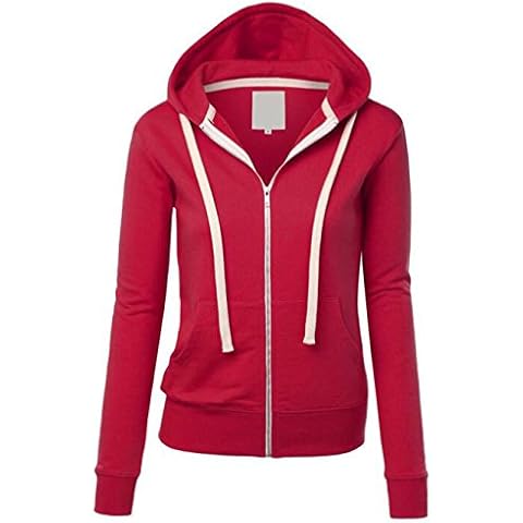 Sunshinebeauty "Active Soft Zip Up Fleece Hoodie Jacket with Leather (X-Large, Red) Cover