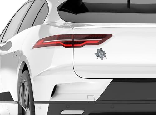 Image of Elektroplate Texas Masonic Square and Compass All Metal Emblem for Cars, Trucks, and All Auto | Universal Fit at 3.25 inch x 3 inch | Weatherproof