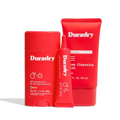 Duradry 3-Step System - Formulated to fight Excessive Underarm Sweating, Hyperhidrosis, Block Sweat & Odor - Antiperspirant Deodorant Stick, Sweat Minimizing Gel, Deodorizing Body Wash - Barca