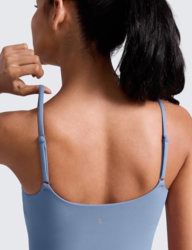 Image of CRZ YOGA Butterlift Scoop Neck Crop Tank Top | Medium Support, Removable Pads, Yoga, Buttery Soft, Adjustable U Back, Longline Sports Bras for Women