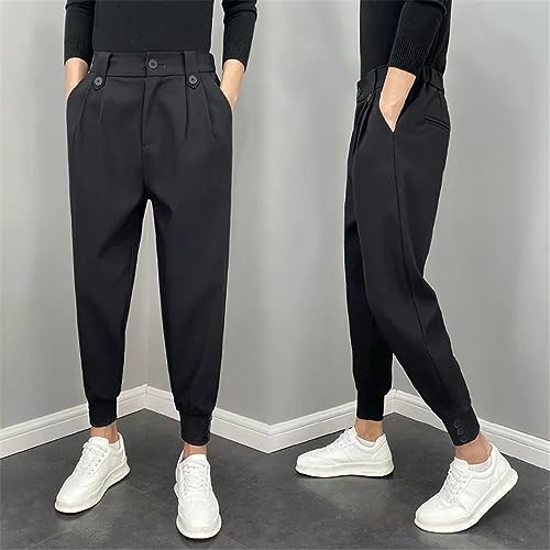 Spring Summer Men Casual Suit Pants Korean Slim Harem Pants Wild Vintage Loose Solid Fashion Blazer Trousers Men's Clothing2