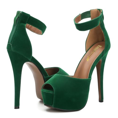 Image of Enelauge Women's Sexy Ankle Straps Peep Toe Buckle Platform Stiletto Wedding Party High Heels Sandals