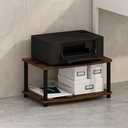 Image of Furinno Turn-N-Tube Toolless Printer Stand with Storage, 2-Tier Printer Table, Under Desk Printer Stand, for CPU, Office Supplies, for Study Room, Living Room, Amber Pine