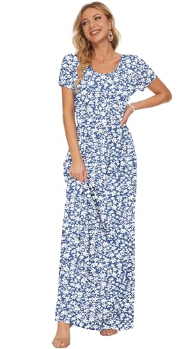 Image of AUSELILY Women's Classic Short Sleeve Loose Plain Casual Long Maxi Dresses for Women 2026