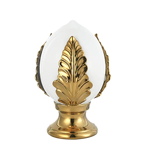 Baroni Home Pumo Pugliese Colorato, Pumo Decorativo in Porcellana Dipinta a Mano, L, Bianco e Oro