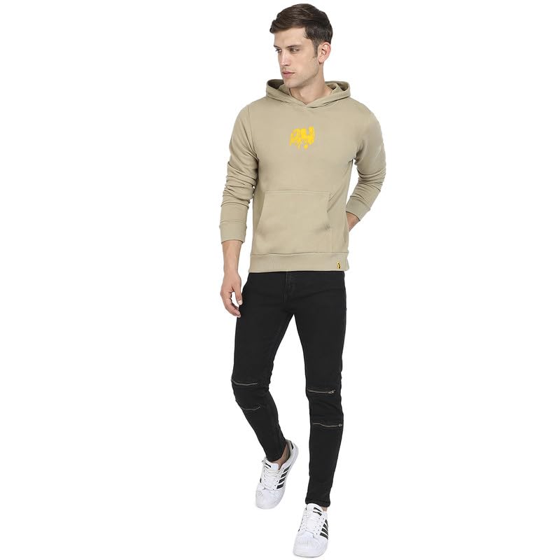 Image of CAHOOT Men's Dark Blue Zip-Front Hoodie with Contrast Drawstring for Casual Wear | Long Sleeve | Hooded Neck | Zipper Closure | Cotton Sweatshirt Crafted with Comfort Fit for Everyday Wear