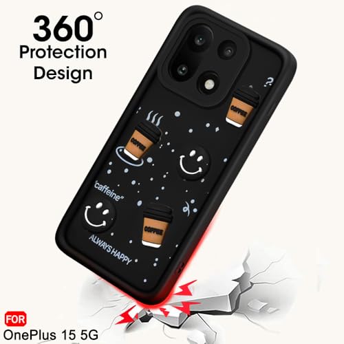 Image of TheGiftKart Back Cover Case for OnePlus 15 5G | Cute Fun Cartoon 3D Bear Coffee Case | Full Camera Protection | Shockproof Back Cover Case for OnePlus 15 5G (Silicone, Black)