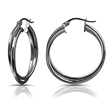 Hoops & Loops Sterling Silver Intertwining Square-Tube Polished Hoop Earrings