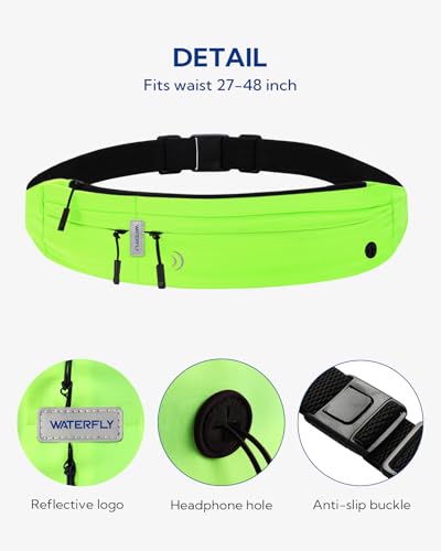 Image of WATERFLY Running Belt Fanny Pack: Runner Marathon Jogging Waist Pack Sport Workout Exercise Fitness Phone Holder Belt for Men Women Jogger Slim Waistband