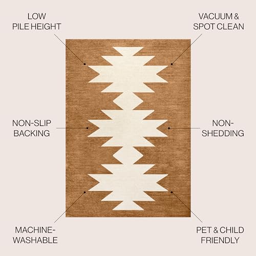 JONATHAN Y Machine Washable Indoor Area Rug 4X6 Terracotta/Cream, Chayton Minimalist Geometric for Living Room, Bedroom, Kitchen, Office, Easy-Cleaning, Pet-Friendly, Non-Shedding WSH110A-4 by JONATHAN Y - Image 2
