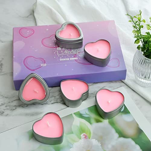 DEYBBY Rose Aromatherapy Pink Tea Light Large Candles, Highly Scented tealight Candles—6 Hours Burn Time for Valentine's Gift, Dinner, Wedding (Pack of 6) - Thumbnail 4